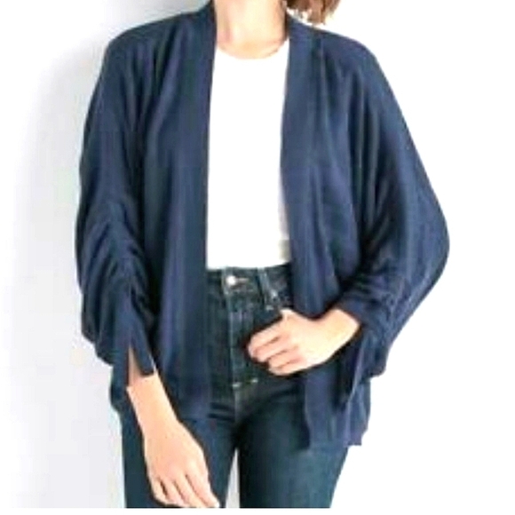 LUCKY BRAND Dolman Sleeve Open Front Cardigan in Navy Blue - Picture 1 of 9